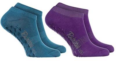 Rainbow Socks - Damen Herren Sneaker Antirutsch Socken ABS - 2 Paar Jeans Violett - Größen 39-41 von Rainbow Socks