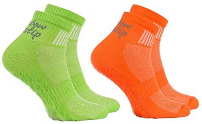 Rainbow Socks - Damen Herren Sneaker Baumwolle Antirutsch Sport Stoppersocken - 2 Paar - Orange Grün - Größen 47-50 von Rainbow Socks