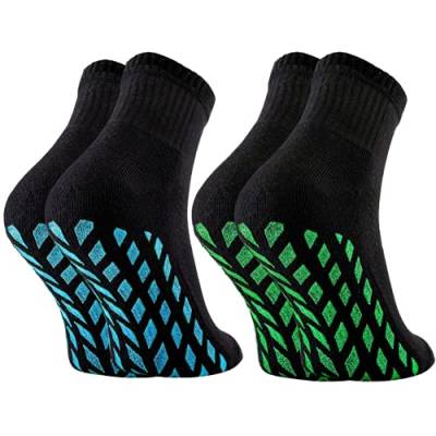 Rainbow Socks - Damen Neon Sneaker Sport Brokaten Stoppersocken- 2 Paar - Schwarz+Blau Grün ABS - Größen 39-41 von Rainbow Socks