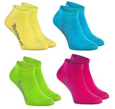 Rainbow Socks - Jungen und Mädchen Sneaker Socken Baumwolle - 4 Paar Multipack - Gelb Türkis Grün Rosa - Größen 30-35 von Rainbow Socks