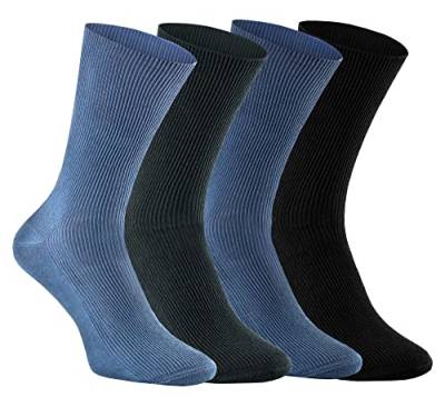 Rainbow Socks - Premium Damen Herren Diabetiker Socken Ohne Gummibund - 4 Paar - Jeans Graphit Marine Schwarz - Größen 42-43 von Rainbow Socks