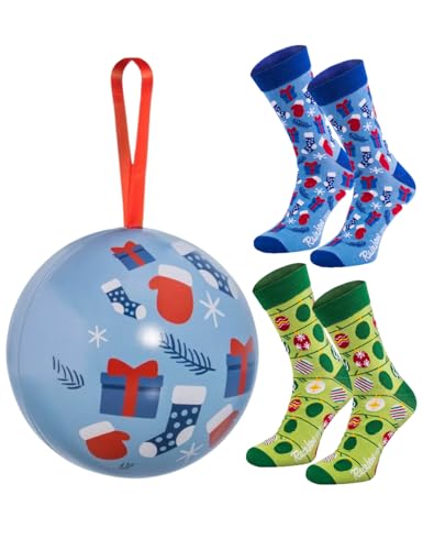 Rainbow Socks – Weihnachtssocken in Weihnachtskugeln für sie und für ihn - Blau - 2 Paar - 36-40 von Rainbow Socks