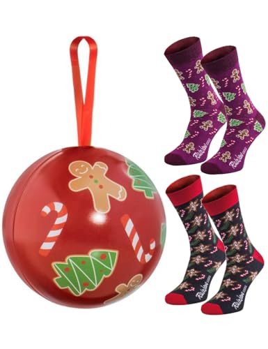 Rainbow Socks – Weihnachtssocken in Weihnachtskugeln für sie und für ihn - Rot - 2 Paar - 36-40 von Rainbow Socks