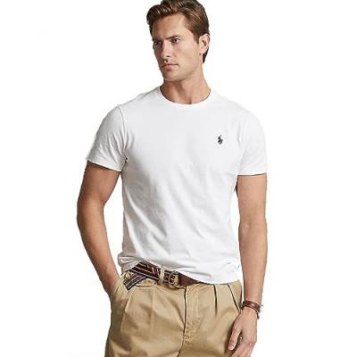 Custom-Slim-Fit Jersey-T-Shirt für Herren (as3, Alpha, m, Regular, Regular, White) von Ralph Lauren
