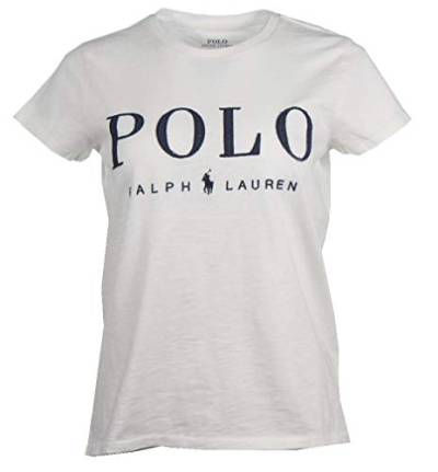 Ralph Lauren Damen T-Shirt - Rundhals - Navy, Weiß, Pink, Blau, Gelb (Weiß, S) von Ralph Lauren