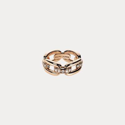 Roségold-Ring mit Pavé-Diamanten von Ralph Lauren