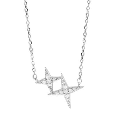 Halskette Wasser Silberne -vierzackige Stern-Halskette Fairy -Schlüsselbein-Kette Kaltes Windlicht Luxus-Halskette Einfache hängende Schlüsselbein-Halskette Frauen-Mann-Halsketten (i-Silver, One Size) von Reepetty