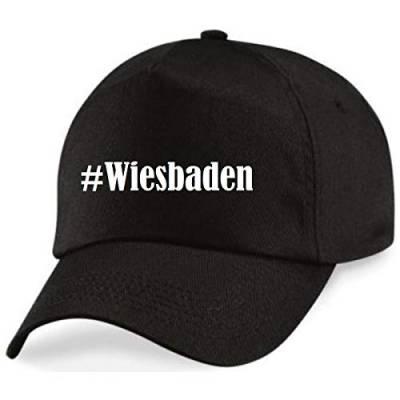 Reifen-Markt Base Cap Hashtag #Wiesbaden Größe Uni Farbe Schwarz Druck Weiss von Reifen-Markt