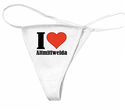 Reifen-Markt Damen String-Tanga I Love Altmittweida Größe M Farbe Weiss Druck Schwarz von Reifen-Markt