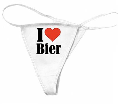 Reifen-Markt Damen String-Tanga I Love Bier Größe S Farbe Weiss Druck Schwarz von Reifen-Markt