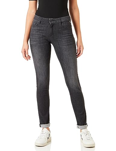 Replay Damen Jeans Faaby Flare-Fit Schlaghose mit Power Stretch, Black Delavè 099 (Schwarz), 29W / 30L von Replay