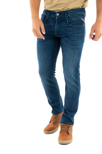 Replay Herren Jeans Anbass Slim-Fit mit Power Stretch, Medium Blue 009-1 (Blau), 34W / 32L von Replay