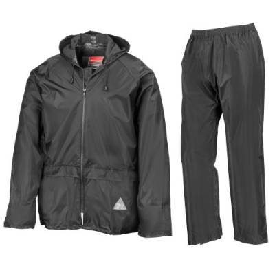 Result Herren Heavyweight Waterproof Jacket & Trouser Set Regenmantel, Schwarz-Schwarz, X-Large von Result