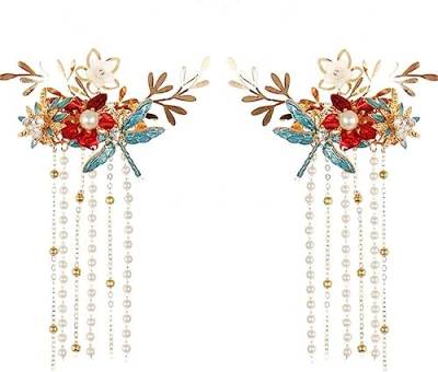 Chinesischer Hanfu-Haarschmuck, Haarstäbchen, Quasten-Haarnadel, klassisches chinesisches Hanfu, traditionelle Haarstäbe im Retro-Stil for Frauen und Mädchen, langes Haar-Styling, passend for Hochzeit von RiJpex