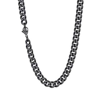 Richsteel schwarze Panzerkette Halskette 9mm breit 71cm lang massive Cuban Link Chain Herren Männer Kubanische Kette Partnerkette Freundschaftskette mit Geschenkebox von Richsteel