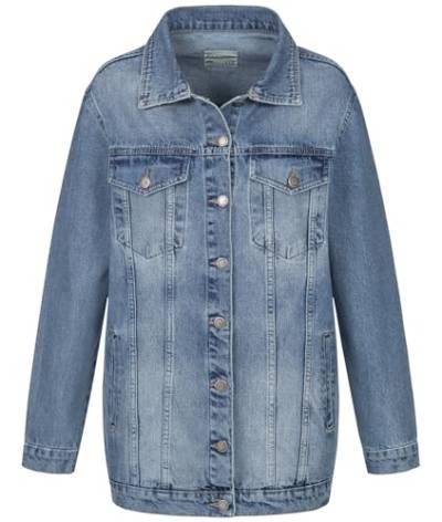 Rock Creek Damen Jeans Jacke Übergangs Jacke Denim Blouson Stretch Lang Boyfriend Jeansjacken Urban Stonewash D-480 Hellblau L von Rock Creek