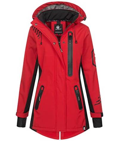 Rock Creek Damen Softshell Jacke Mantel Regenjacke Übergangsjacke Softshelljacke Damenjacke Regenmantel Outdoorjacke Kapuze D-491 Rot XXL von Rock Creek