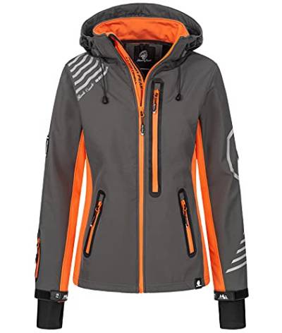 Rock Creek Damen Softshell Jacke Windbreaker Regenjacke Übergangsjacke Softshelljacke Damenjacke Regenmantel Outdoorjacke D-402 Anthrazit-Orange 4XL von Rock Creek