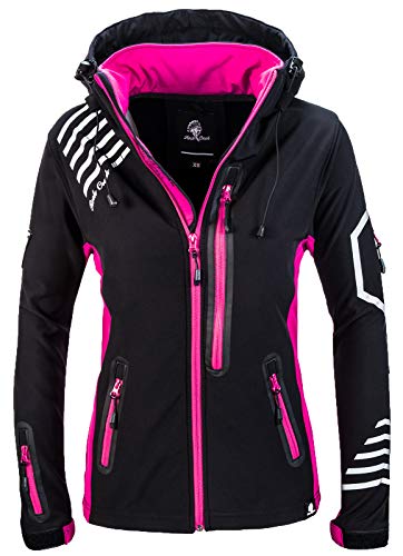 Rock Creek Damen Softshell Jacke Windbreaker Regenjacke Übergangsjacke Softshelljacke Damenjacke Regenmantel Outdoorjacke D-402 Schwarz-Pink XL von Rock Creek