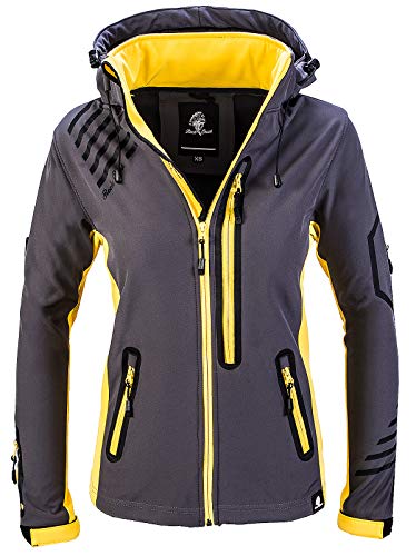 Rock Creek Damen Softshell Jacke Windbreaker Regenjacke Übergangsjacke Softshelljacke Damenjacke Regenmantel Outdoorjacke Kapuze D-402 Grau XS von Rock Creek