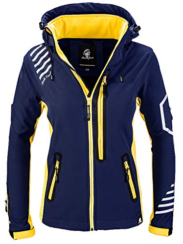 Rock Creek Damen Softshell Jacke Windbreaker Regenjacke Übergangsjacke Softshelljacke Damenjacke Regenmantel Outdoorjacke Kapuze D-402 Navy 4XL von Rock Creek