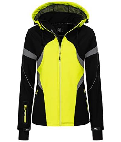 Rock Creek Damen Softshell Jacke Windbreaker Regenjacke Übergangsjacke Softshelljacke Damenjacke Regenmantel Outdoorjacke Kapuze D-467 Neongelb XXL von Rock Creek