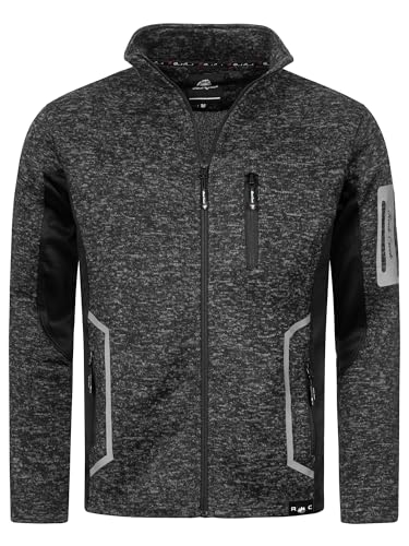 Rock Creek Herren Fleece Jacke Outdoor Wanderjacke Pullover Full Zip Hoodie Herrenjacke Fleecejacke Winterjacke Strickjacke Strickfleecejacke H-367 Schwarz 2XL von Rock Creek