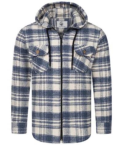 Rock Creek Herren Hemd Kariert Kapuzenhemd Karohemd Herrenhemd Flanell Hemden Holzfällerhemd Übergangsjacke Langarm Kariert Winter H-335 Blau M von Rock Creek