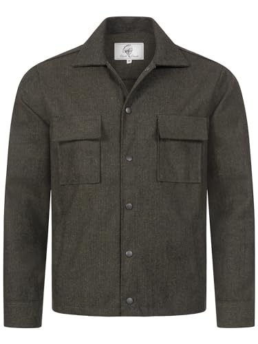 Rock Creek Herren Hemd Overshirt Freizeithemd Teddyfellkragen Hemden Langarm Regular Männer Jeans Hemd Kentkragen Übergangshemd H-371 Dunkelgrün XL von Rock Creek