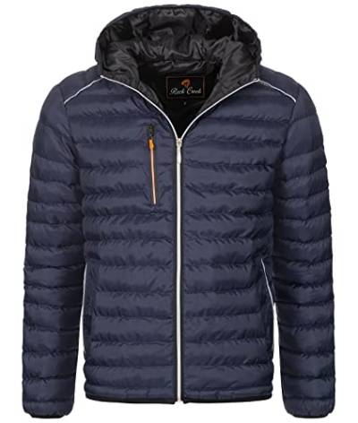 Rock Creek Herren Steppjacke Übergangsjacke Leicht Herrenjacke Männer Jacken Stepp Jacken mit Kapuze Daunenjacke Thremojacke H-317 Navy 3XL von Rock Creek