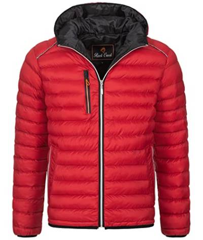 Rock Creek Herren Steppjacke Übergangsjacke Leicht Herrenjacke Männer Jacken Stepp Jacken mit Kapuze Daunenjacke Thremojacke H-317 Rot 2XL von Rock Creek