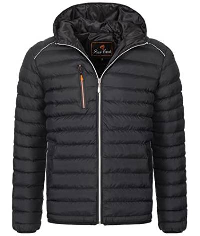 Rock Creek Herren Steppjacke Übergangsjacke Leicht Herrenjacke Männer Jacken Stepp Jacken mit Kapuze Daunenjacke Thremojacke H-317 Schwarz 2XL von Rock Creek