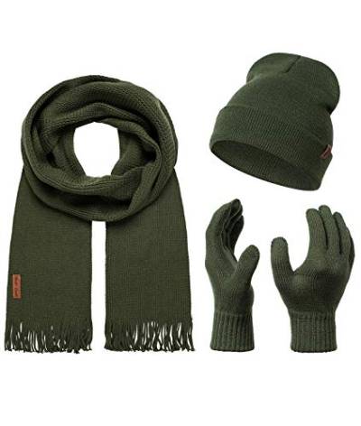 Rock Creek Winter Mütze Schal Handschuh-Set Geschenkset Wintermütze Winterschal Winterhandschuhe Herrenmütze Damenmütze U-100 Dunkelgrün Einheitsgröße von Rock Creek