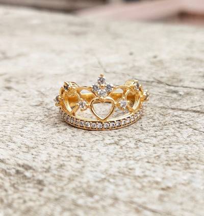 Frauen 18K Vergoldeter Ring, Runder Cz Stein Jubiläumsring Diamant Simulant Verlobungsring, Hochzeit Liebesgeschenk von Ronakjaipursilver