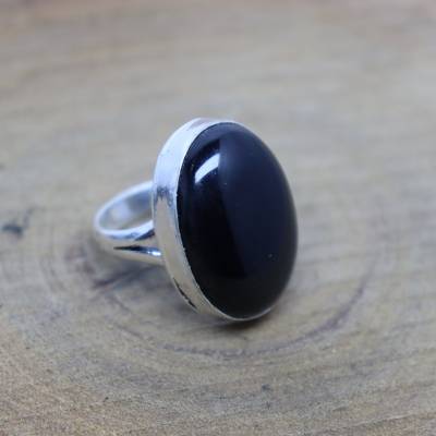 Schwarzer Onyx Ring, 925 Silber Daumen Handgemachter Frauen Boho Vintage Designer Geschenk Schmuck von Ronakjaipursilver