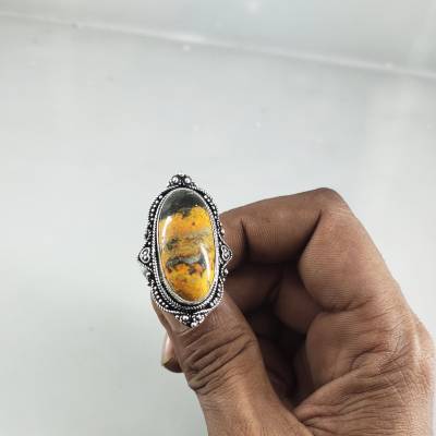 Unisex Hummel Jaspis Ring, 925 Silber Ring, Handgemachter Ring, Edelstein Ring, Weihnachtsringe, Weihnachtstagsringe Für Ihre Mädchen von Ronakjaipursilver