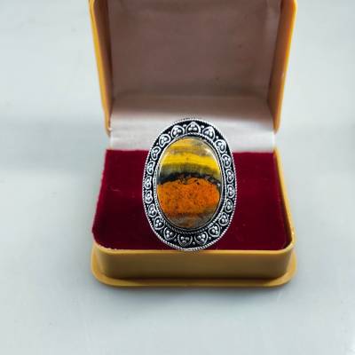 Unisex Hummel Jaspis Ring, 925 Silber Handgemachte Edelstein Weihnachtsringe, Weihnachtstag Ringe Für Ihre Mädchen von Ronakjaipursilver
