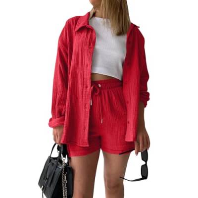 Rosennie Damen Bekleidung Sport Shirts Für Damen Shirt Mit Gummizug Am Saum Damen Damen Oberteile Sexy Musselin Bluse Damen Zweiteiler Damen Sommer Outfits Damen Lounge Set Damen Musselin von Rosennie