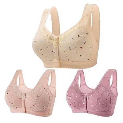 3 Stück Wmbra BH Damen Frontverschluss Push Up BH Ohne Bügel Leichtgewicht Full Cup Sport BH Für Senioren Ultimate Lifter Stretch Pflege BH gepolstert Wireless Bralette Hohe Unterstützung Intimates von routinfly