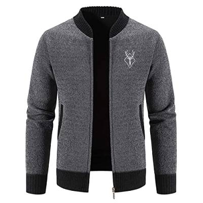 Routinfly Herrenmode Herbst und Winter kariert mit Kapuze Fleece Strickpullover Pullover Jacke Herren Kapuzenjacke Herren Baumwolljacke leichte Weihnachten Uniform Fräulein Angora Denim von Routinfly