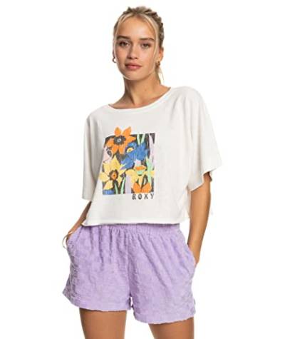 Roxy Tiki and Surf - Crop Oversized T-Shirt for Women - Oversize Crop-T-Shirt - Frauen - S - Weiss. von Roxy