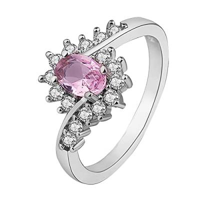 Glänzende Ringe Silberringe für Damen Ringe Strass Damen Herren Ringe Damen und Ringe Ringe Traumfänger Klein (Pink, 6) von Rpporm