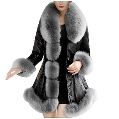 Winterjacke Damen Faux Pelz Jacke Kurze Elegant Pelzmantel Winter Herbst Kunstpelz Coat Kunstfell Warm Plüschjacke Winterjacke Pelzige Spleißjacke Langarm Oberbekleidung Braut Schals Jacke Mantel von Rpporm