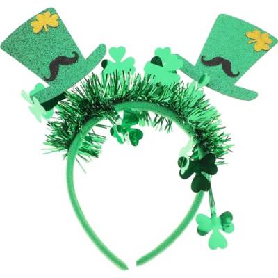 SAFIGLE St. Patricks Day-Zylinder-Kopfschmuck Grünes Irisches Lametta-Hut-Stirnband Kleeblatt-Haarband Cosplay-Kostüm Haarschmuck Für Grüne Irische Party-Dekoration von SAFIGLE