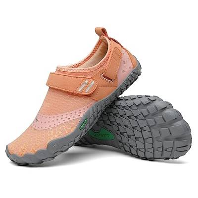 SAGUARO Barfussschuhe Damen Barfußschuhe Frauen Barfuß Schuhe Outdoor & Indoor Fitnessschuhe Leicht Zehenschuhe Traillaufschuhe Orange A, Gr.40 EU von SAGUARO