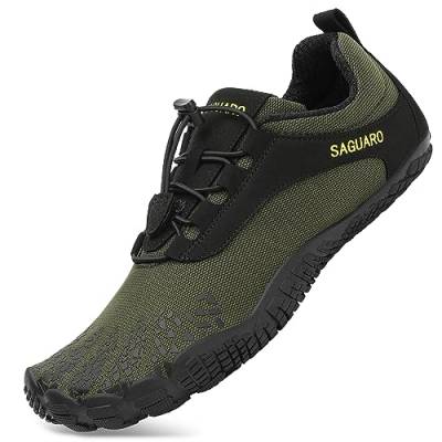 SAGUARO Barfußschuhe Herren Barfussschuhe Damen Barfuss Sommer Zehenschuhe Outdoor Traillaufschuhe Männer Grün 47 von SAGUARO