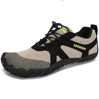 SAGUARO Barfußschuhe für Herren Damen - Ultraleicht Bequem rutschfest Zehenschuhe - Flexibel Weich Atmungsaktiv Barfussschuhe - Mit Breiter Zehenbox und Zero-Drop Solhe, Khaki, 44 EU von SAGUARO