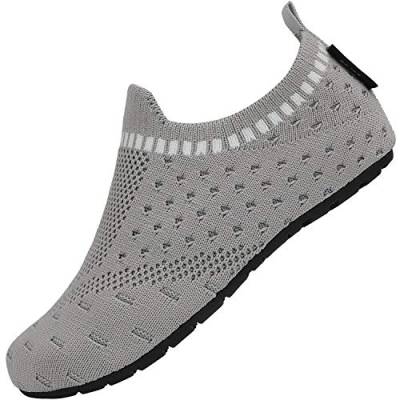 SAGUARO Kinder Hausschuhe Jungen Mädchen Anti-Rutsch Sohle Kleinkinder Schuhe Baby Slipper Unisex Atmungsaktiv Pantoffeln Leichte Hüttenschuhe, Grau 36/37 von SAGUARO