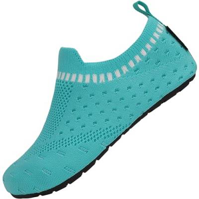 SAGUARO Kinder Hausschuhe Leichte Atmungsaktiv Hüttenschuhe Unisex Socken Weiche Bequem Slippers rutschfeste Lauflernschuhe für Jungen, Blau 28/29 von SAGUARO