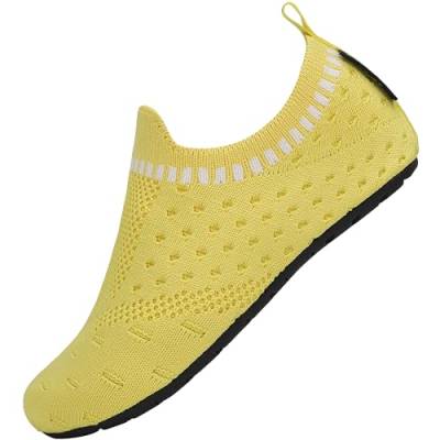 SAGUARO Kinderschuhe Atmungsaktiv Mesh Mädchen Pantoffeln Jungen Hausschuhe Ultraleicht rutschfeste Baby Slippers Kleinkinder Unisex Freizeit Schuhe, Gelb 24/25 von SAGUARO